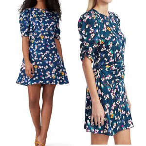 Tanya Taylor Silk Liz Floral Mini Dress with Puff Sleeve